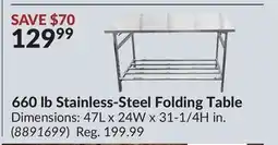 Princess Auto 660 lb Stainless-Steel Folding Table offer