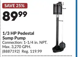 Princess Auto 1/3 HP Pedestal Sump Pump offer
