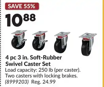 Princess Auto 4 pc 3 in. Soft-Rubber Swivel Caster Set offer