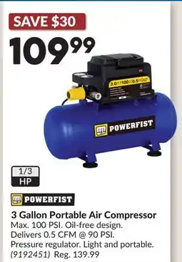 Princess Auto 3 Gallon Portable Air Compressor offer