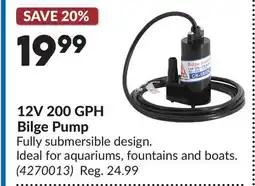 Princess Auto 12V 200 GPH Bilge Pump offer