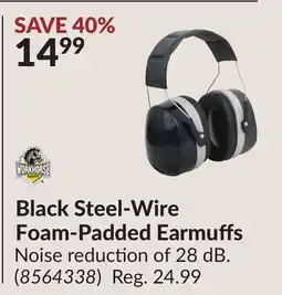 Princess Auto Black Steel-Wire Foam-Padded Earmuffs offer