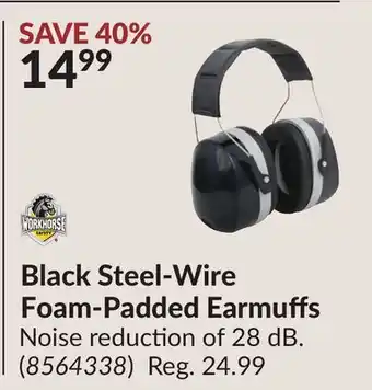 Princess Auto Black Steel-Wire Foam-Padded Earmuffs offer