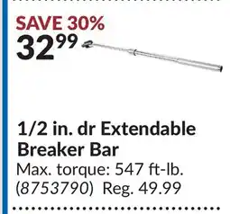 Princess Auto 1/2 in. dr Extendable Breaker Bar offer