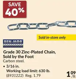 Princess Auto Grade 30 Zinc-Plated Chain, Sold by the Foot offer