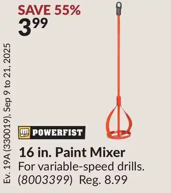 Princess Auto 16 in. Paint Mixer offer
