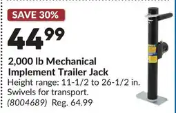 Princess Auto 2,000 lb Mechanical Implement Trailer Jack offer