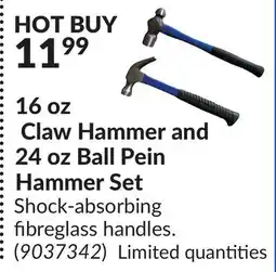 Princess Auto 16 oz Claw Hammer and 24 oz Ball Pein Hammer Set offer
