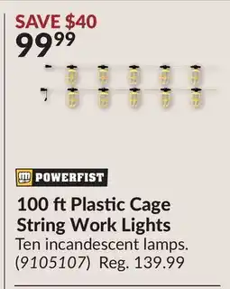 Princess Auto 100 ftPlastic Cage String Work Lights offer