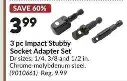 Princess Auto 3 pc Impact Stubby Socket Adapter Set offer