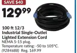Princess Auto 100 ft 12/3 Industrial Single-Outlet Lighted Extension Cord offer