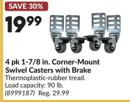 Princess Auto 4 pk 1-7/8 in. Corner-Mount Swivel Casters with Brake offer