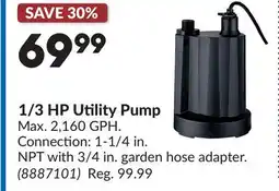 Princess Auto 1/3 HP Utility Pump offer