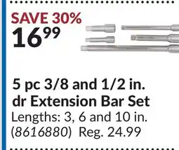 Princess Auto 5 pc 3/8 and 1/2 in. dr Extension Bar Set offer