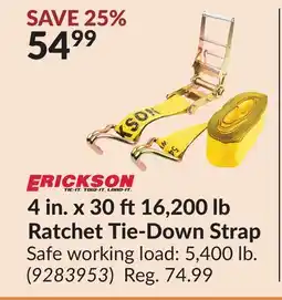 Princess Auto 4 in. x 30 ft16,200 lb Ratchet Tie-Down Strap offer