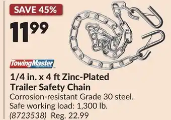 Princess Auto 1/4 in. x 4 ftZinc-Plated Trailer Safety Chain offer