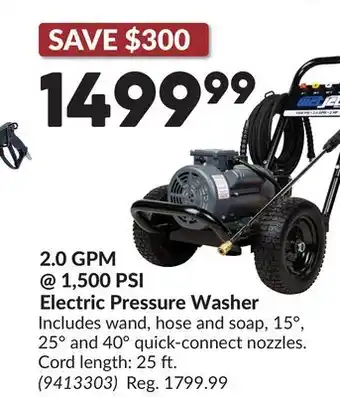 Princess Auto 2.0 GPM @ 1,500 PSI Electric Pressure Washer offer