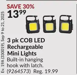 Princess Auto 3 pk COB LED Rechargeable Mini Lights offer