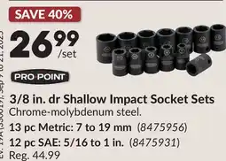 Princess Auto 3/8 in. dr Shallow Impact Socket Sets offer