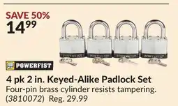 Princess Auto 4 pk 2 in. Keyed-Alike Padlock Set offer