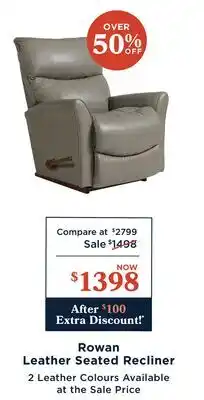 La Z Boy Rowan Leather Seated Recliner offer