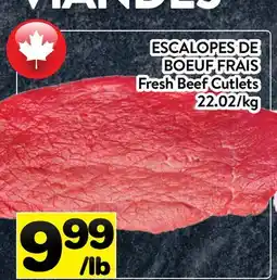 Supermarché PA ESCALOPES DE BOEUF FRAIS | Fresh Beef Cutlets offer