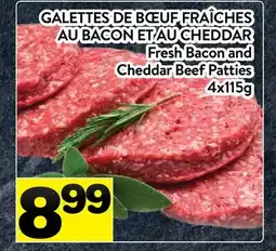 Supermarché PA GALETTES DE BŒUF FRAÎCHES AU BACON ET AU CHEDDAR | Fresh Bacon and Cheddar Beef Patties offer