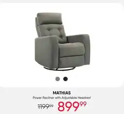 Meubles RD mathias - Power Recliner with Adjustable Headrest offer