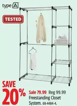 Canadian Tire Freestanding Closet System offer
