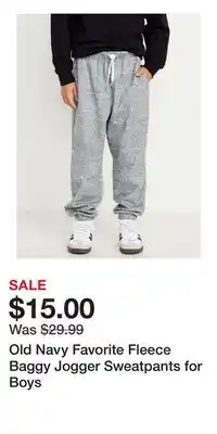 Old Navy Old Navy Favorite Fleece Baggy Jogger Sweatpants for Boys offer