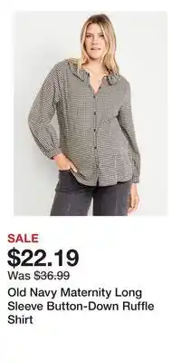 Old Navy Old Navy Maternity Long Sleeve Button-Down Ruffle Shirt offer