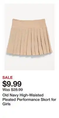 Old Navy Old Navy High-Waisted Pleated Performance Skort for Girls offer