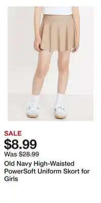 Old Navy Old Navy High-Waisted PowerSoft Uniform Skort for Girls offer