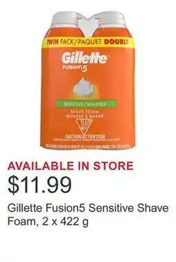 Costco Gillette Fusion5 Sensitive Shave Foam, 2 x 422 g offer