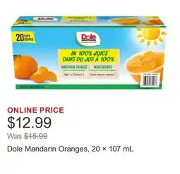 Costco Dole Mandarin Oranges, 20 × 107 mL offer