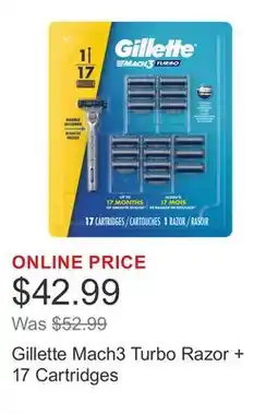 Costco Gillette Mach3 Turbo Razor + 17 Cartridges offer