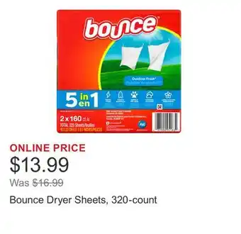 Costco Bounce Dryer Sheets, 320-count offer