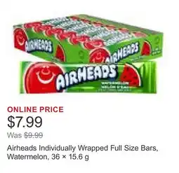 Costco Airheads Individually Wrapped Full Size Bars, Watermelon, 36 × 15.6 g offer