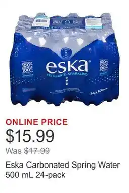 Costco Eska Carbonated Spring Water 500 mL 24-pack offer