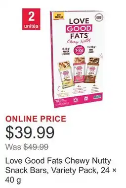Costco Love Good Fats Chewy Nutty Snack Bars, Variety Pack, 24 × 40 g offer