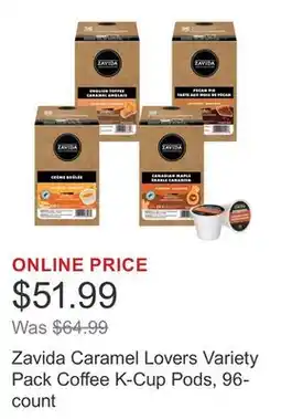 Costco Zavida Caramel Lovers Variety Pack Coffee K-Cup Pods, 96- count offer