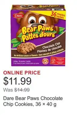 Costco Dare Bear Paws Chocolate Chip Cookies, 36 × 40 g offer