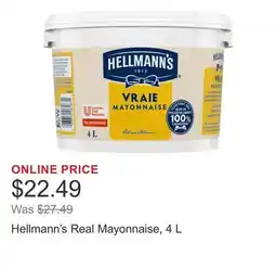 Costco Hellmann's Real Mayonnaise, 4 L offer