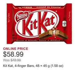 Costco Kit Kat, 4-finger Bars, 48 × 45 g (1.58 oz) offer