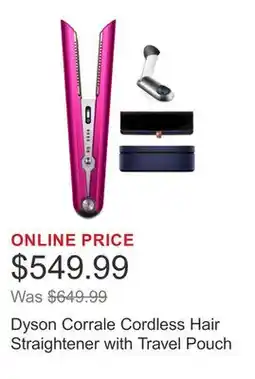 Costco Dyson Corrale Cordless Hair Straightener with Travel Pouch offer