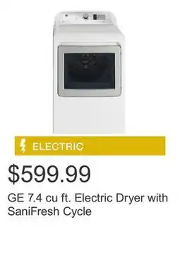 Costco GE 7.4 cu ft. Electric Dryer with SaniFresh Cycle offer