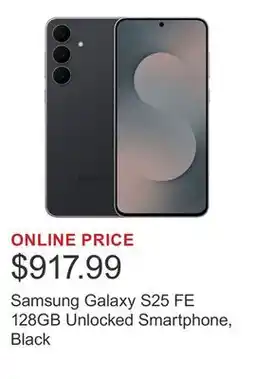 Costco Samsung Galaxy S25 FE 128GB Unlocked Smartphone, Black offer