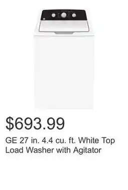 Costco GE 27 in. 4.4 cu. ft. White Top Load Washer with Agitator offer