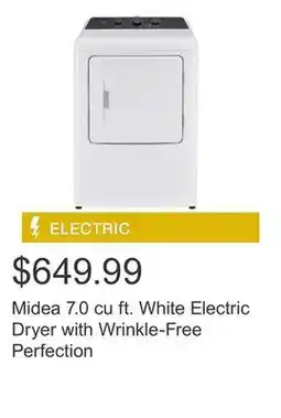 Costco Midea 7.0 cu ft. White Electric Dryer with Wrinkle-Free Perfection offer