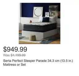 Costco Serta Perfect Sleeper Parade 34.3 cm (13.5 in.) Mattress or Set offer